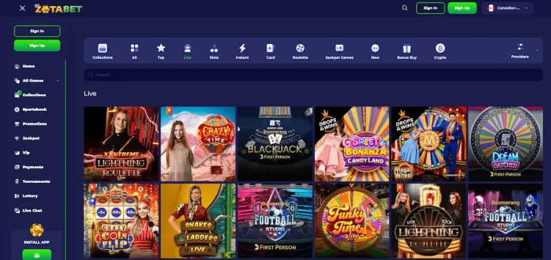 ZotaBet Casino Mobile Experience